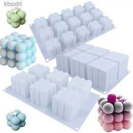 Craft Tools 6 Cavity 3D Bubble Cube Candle Silicone Mold DIY Chocolate Mousse Cake Mold Ice Cream Baking Soap Mold Home Decor Gifts YQ240115