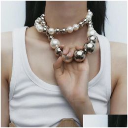 Chokers Choker Double Layers Big Pearls Collar Necklace Drop Delivery Jewellery Necklaces Pendants Otjlo