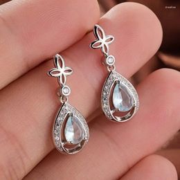 Dangle Earrings Graceful Bridal Wedding Light Blue Water Drop Zircon Romantic Anniversary Gifts 2024 Trendy Jewellery