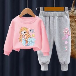 Girls Set Cotton Cartoon Sets Kids Long Sleeve Sports Shirts Pants Suits Autumn Spring Children's Clothing 2-10Y 240115