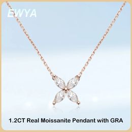 EWYA 1.2CT Butterfly Horse Eye Pendant Necklace for Women 925 Sterling Silver Diamond Chain Necklaces Fine Jewelry 240115