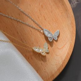 Pendant Necklaces EYER Butterfly Pendants Chain Necklace Full Zircon Jewellery For Women Wholesale Gold Colour Birthday Christmas Party Gift