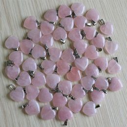 Charms Fashion natural Rose quartz stone Love heart shape pink stone beads Pendants 20mm for Jewellery making pendant 229d