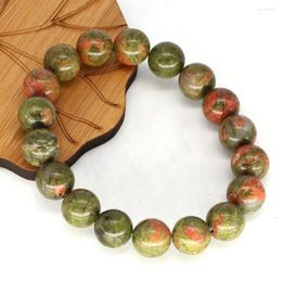 Charm Bracelets Natural Stone Unakite Healing Crystal Reiki Quartz Handmade Bracelet Elastic Rope Jewellery Polished Fashion Gems Beads Love