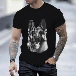 Men's T Shirts Casual T-Shirt For Men German Shepherd Printed Short Sleeve Black And White Mens Shirt Fashion Clothes