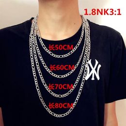 Pendant Necklaces QIAMNI Stainless Steel 18 20 22 24 Inch Cuban Chain Necklace Men's Punk Fashion Street Hip-hop Accessories 252g