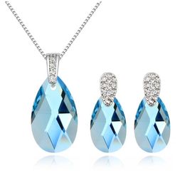 Necklaces Austrian Element Crystal Water Drop Jewellery Sets Elegant Bridal Wedding Necklace Set Earrings for Women Jewellery