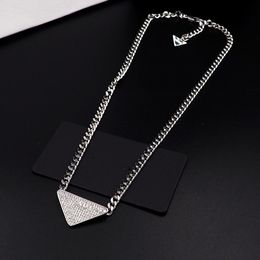 Designer Silver Color Prad Necklace Women Men Triangle Letters punk Enamel Cool Street Woman Pendants Necklaces Luxury jewlery 43666