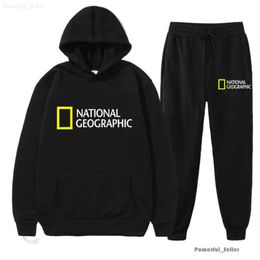 2024 Moda Masculina e Feminina Br Hoodies Moletons National Geographic Channel Sports Set Primavera Outono Duas Peças Homens Ess Sp5der 5418