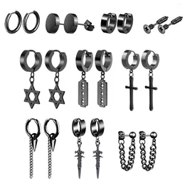 Dangle Earrings 10 Pairs Stainless Steel Cool Punk Goth Edgy Cross Star Spike Hoop Stud Piercing Jewellery For Men Women