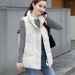 Women's Vests Vest Female 2024 Autumn And Winter Korean Version Slimming Large Size Fit Stand Collar Clip Down Cotton Jacket