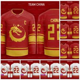 Maglia da hockey invernale Cina 2022 cuciture personalizzate Qualsiasi numero Qualsiasi nome XS-6XL