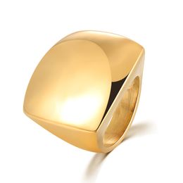 2024 New Fashion Big Square Rings Female Golden Colour 14k Yellow Gold Rings For Women Jewellery Anillos Mujer