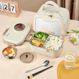 Dinnerware Portable Electric Heating Lunch Box 304 Stainless Steel Warmer Bento Container Kids Multilayer