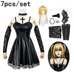 Theme Costume Death Note Cosplay Misa Amane Imitation Leather Sexy Dress glovesstockingsnecklace Uniform Outfit 221102207I