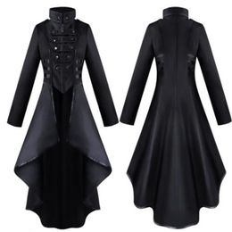 Women Mediaeval Victorian Costume Tuxedo Tailcoat Gothic Steampunk Trench Irregular Hem Vintage Frock Outfit Coat Spring Fall 240115
