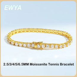 EWYA Real 2.5/3/4/5/6.5MM Full Tennis Bracelet for Women Men S925 Silver Plated 18K Yellow Gold Diamond Bracelets240115