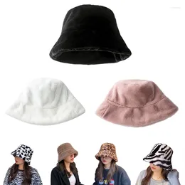 Berets Fuzzy Caps With Wide Brim & Flat Top For Warm Keeping Wind Protection