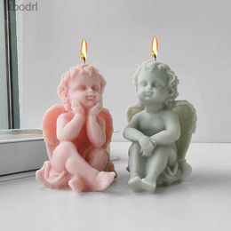 Craft Tools 3D Large Angel Silicone Candle Mold Cute Wings Baby Sculpture Resin Art Plaster Making Tool DIY Soap Ice Cube Baking Mould Kit YQ240115