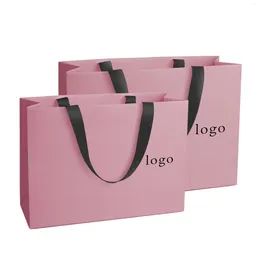 Shopping Bags Custom Shoe Boutique Pink Packaging Gift Paper Bag For Clothes