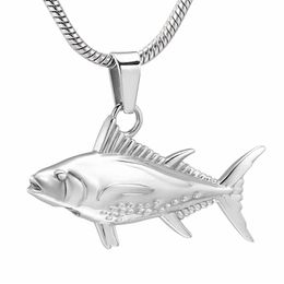 IJD10929 Stainless Steel Fish Pendant for Ashes Urn Cremation Necklace Memorial Keepsake Pendant for Pets Human Jewelry284S