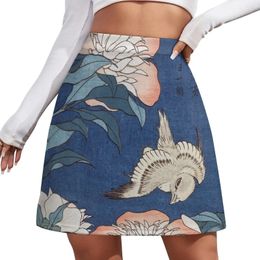 Katsushika Hokusai Peonies and Canary Mini Skirt Womens dresses korean style women clothing 240115