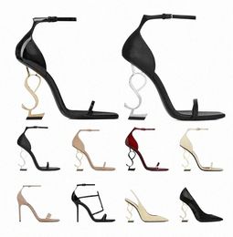 Klassiker Frauen Schuhe Heels Sandalen Mode Strand Dicke Boden Kleid Schuh Alphabet Dame Sandale Leder High Heel Lides 36H2 #