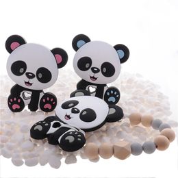 10pc Panda Silicone Pendant BPA Free born Teething Necklace Pacifier Chain Accessories Rodent Food Grade Toy Baby Teether DIY 240115