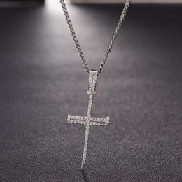 Micro Pave Iced Out Cubic Zircon Nail Cross Pendant Necklace Jewelry With Cuban Chain or Rope Chain334g