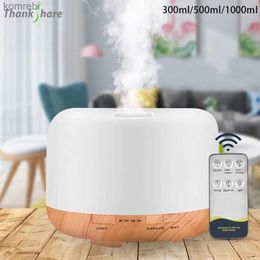 Humidifiers Electric Air Humidifier Aroma Diffuser 300 ML 500ML Ultrasonic Cool Mist Maker Fogger LED Remote Control Essential Oil DiffuserL240115