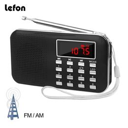 Radio Lefon Portable Stereo Radio Receiver Am Fm Mp3 Music Player Support Tf Sd Card Usb Drive Aux Led Display Flashlight Mini Radios