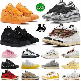 Luxury Dress Shoes Designer Leather Curb Sneakers Pairs Men Women Lace-up Extraordinary Trainers Calfskin Rubber Nappa Famous Platformsole Outdoor 36-46