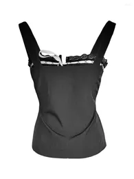 Women's Tanks Women Y2K Backless Crop Top Vintage Sexy Tie Up Halter Deep V Neck Spaghetti Strap Cami Streetwear