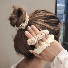 Headbands Elegant Lady Rubber Band Rope Pearl Hair Ring Girls Beaded Scrunchies Rubber Bands Ponytail Hair Accessories Elastic Headband