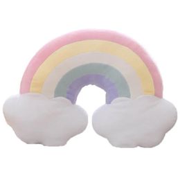 Cute Plush Star Rainbow Stuffed Toys Backrest Cushion Throw Pillow Adult Children Bay Window Soft Tatami Mattress Butt Pads 240115