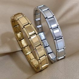 Bangle Chunky Stainless Steel Bracelet Wide Elastic Watch Band Chain For Women Trendy Square Cuff Jewellery Gifts