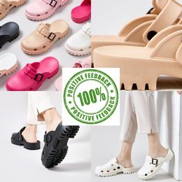 classic clog buckle designer slides sandals platform heels slippers mens womens white black khaki rose pink waterproof shoes nursing hospital outdoor 36-41