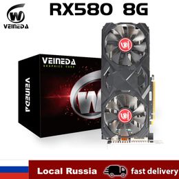 Veineda rx 580 8GB Graphics card rx580 Video Card GDDR5 256Bit for gaming GPU Display placa 8gb Refurbished 240113