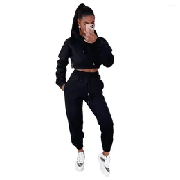 Women's Two Piece Pants Vbqbsql Autumn And Winter Long Sleeve Velvet Padded Hooded Sweatshirt Casual Two-Piece Suit