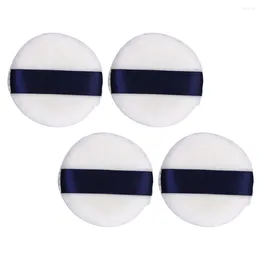 Makeup Sponges 4Pcs Loose Powder Puff With Ribbon For Compacts White