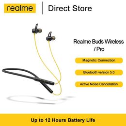 Earphones Realme Buds Wireless/Pro Earphone Magnetic Connexion Bluetooth 5.0 Bass Boost Driver Active Noise Cancellation Gaming Earphone