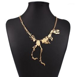 Whole New Punk Style Gothic Tyrannosaurus Skeleton Dinosaur Necklace Bone Funky Chain Pendant Silver Color1304f