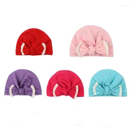 Hats Girls Boys Muslim Hat Super Soft Bows Turban Ear Knot Cap Beanie Cotton Bohemian Bowknot Turbans