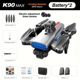 K90 Drone With 2 Batteries,360° Obstacle Avoidance, Brushless Motors, 7-Level Wind Resistance And Smart Follow Mode,Perfect For Beginners
