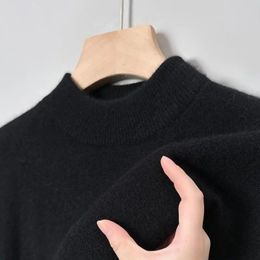 Solid Colour Winter Men Woollen Sweater Warm cashmere Inner lap Pullovers Mens Casual fashion Sweaters Turtleneck Knitwear 240113