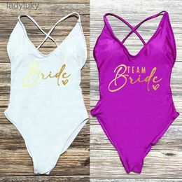 Swim Wear Team Bride Love Bikini 2023 women Sexy Bodysuit One-Piece Swimsuit Bride Swimwear Women Bachelor Party Swimming Beachwear femmeL240115