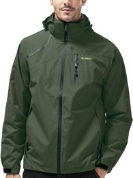 Kugnala Mens Lightweight Waterproof Jacket Windproof Rain Hooded jackets for Men Hiking Cycling Travel