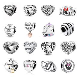 925 Sterling Silver Dangle Charm Mum Heart Beads Bead Fit Charms Bracelet DIY Jewellery Accessories Vuwhx