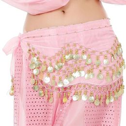 Stage Wear Women Belly Dance Costumes Sequins Tassel Belt Hip Scarf Dancing Belts Indain Wavy Line Coin