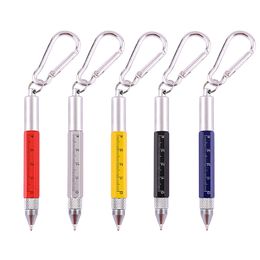 New carry key chain Multi-function tool pen Metal ballpoint pen cross knife ruler tool pen key chain